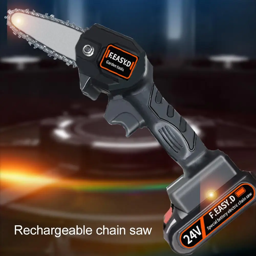 

24V Mini Electric Chain Saw Portable Inch Electric Saw Rechargeable Pruning Shear Garden One-HandCordless Electric Wood Cutter