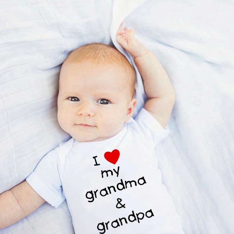 I Love My Grandma And Grandpa Baby Bodysuit Cute Newborn Baby Rompers