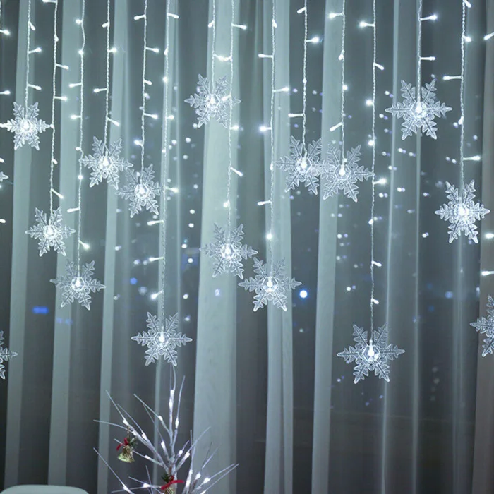 Colorful Snowflake LED Lights Christmas Curtain Lights Flashing Lights Fairy Lights for Home Holiday Party Decoration P666