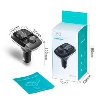 

Large Screen T50 Car Bluetooth MP3 Player Hands-free Call Voltage Detection FM Transmitter 2.4A Car Charger