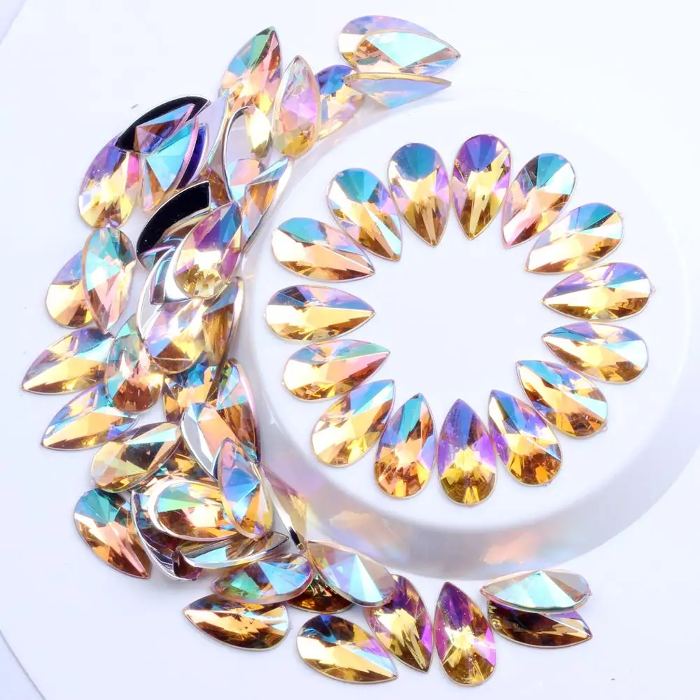 04 light topaz ab Акриловые Стразы DIY драгоценные камни 8x13 мм 2000 шт в форме капли с плоским основанием острый Блестящий декор для ногтей украшения - Цвет: 04 light topaz ab