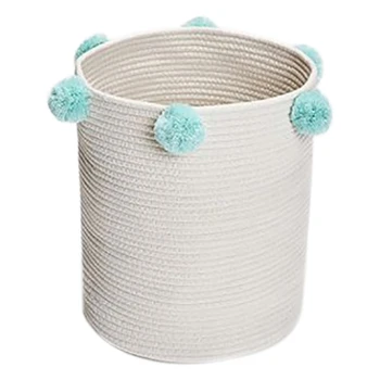 

Large Woven Cotton Rope Storage Basket Baby Laundry Hamper Storage Bin Baskets For Organize Toy Diaper Home Decor-Beige