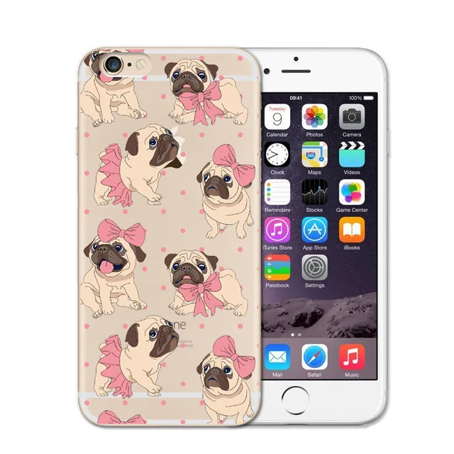 KETAOTAO милый щенок Мопс телефон чехол s для iPhone 4S SE 6 5C 5S 6S 7 8 SE 5Plus XR XS Max чехол кристально чистый мягкий TPU чехол s - Цвет: Темно-серый