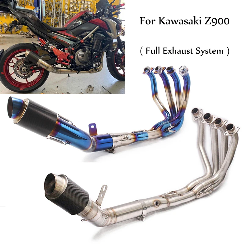 Полная выхлопная система для Kawasaki Z900 мотоциклетный коллектор средней трубы скольжения на 77 мм Escape No Db Killer со съемным катализатором