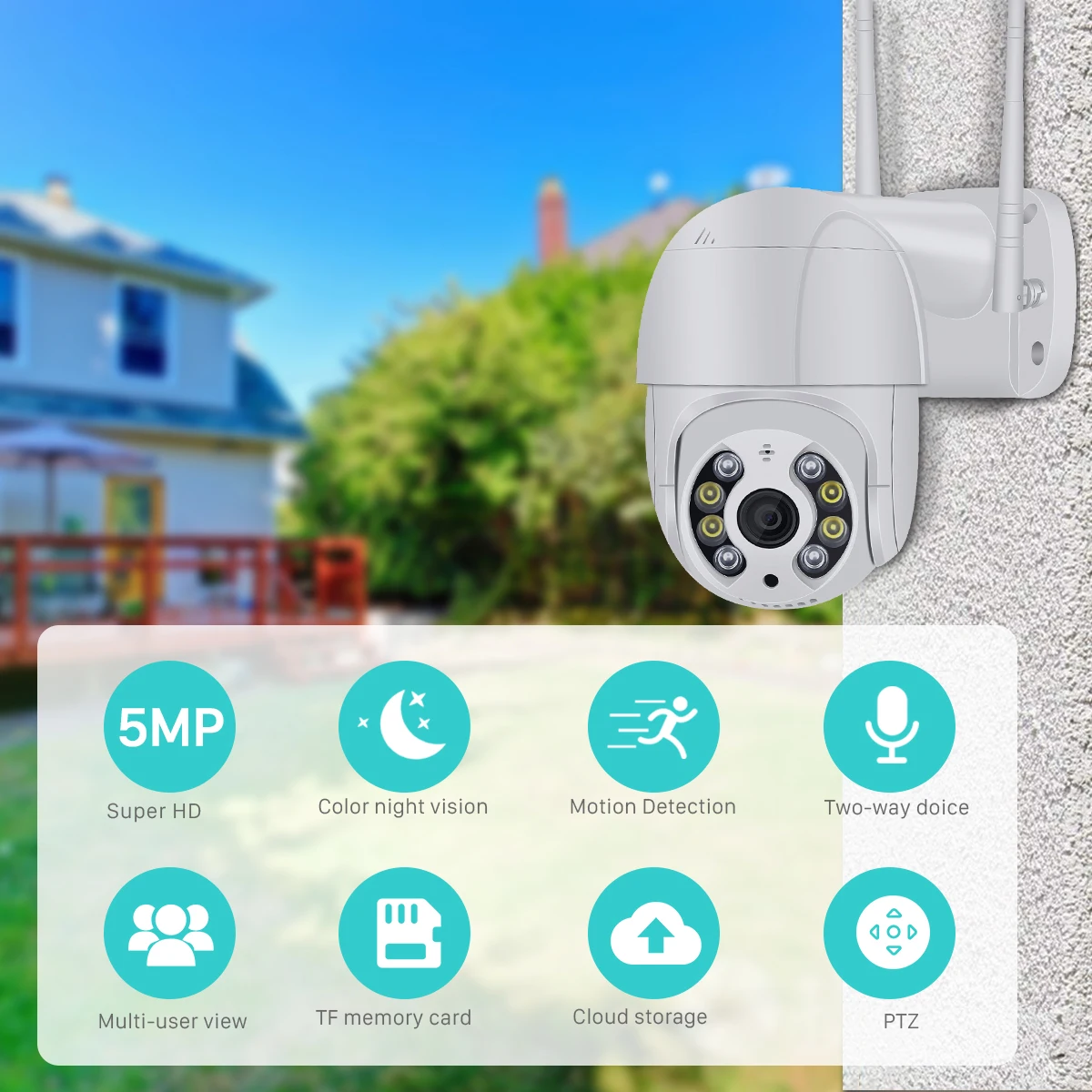 5mp ptz câmera ip sem fio ao