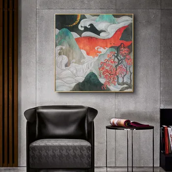 

Chinese Style Home Decoration Canvas Painting Red Koi Fish Animals Posters Print Wall Art Picture for Bedroom