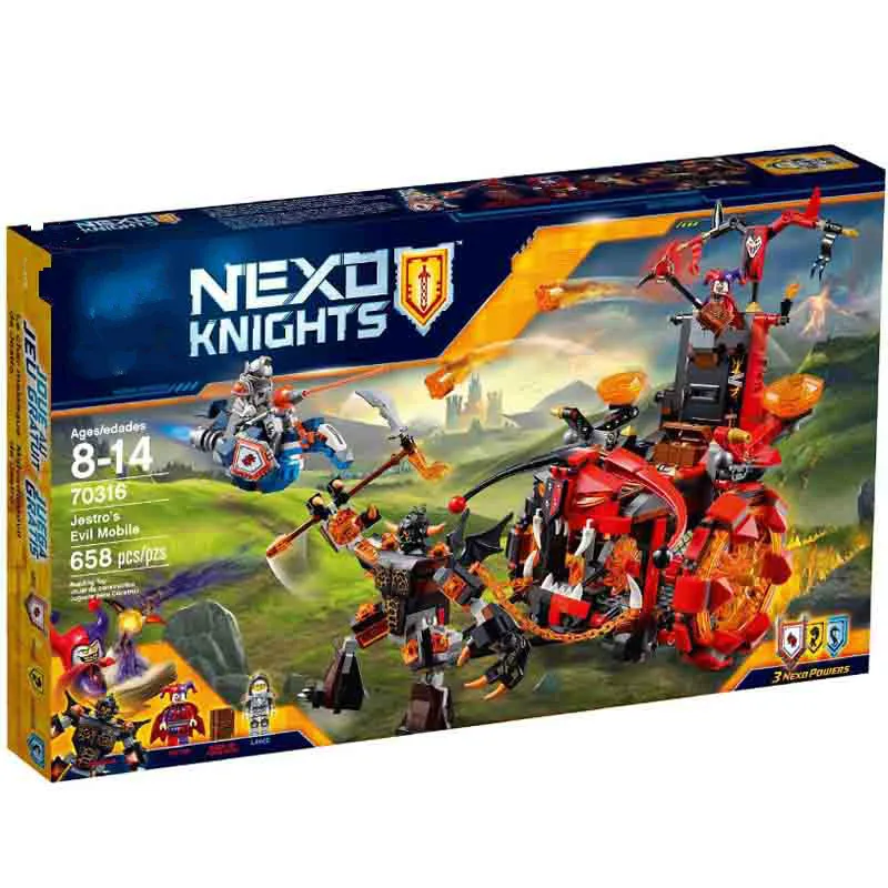 

658pcs Jestro's Evil Mobile Building Blocks Compatible Legoinglys NexoING Knight 70316 Toys for Children Christmas Gift DIY