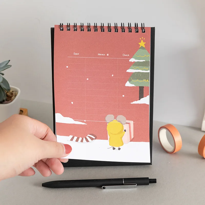 Мультфильм год мини настольный календарь Kawaii ручная рисовальная настольная бумага календари ежедневный график Годовая программа Органайзер сделай сам