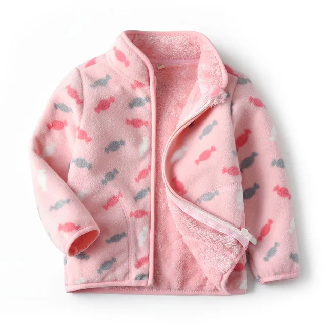 2021 Kids Warm Coat Open Type Zipper Collar Short Velvet Fabrics Girls Clothes Thicken Polar Fleece Jacket