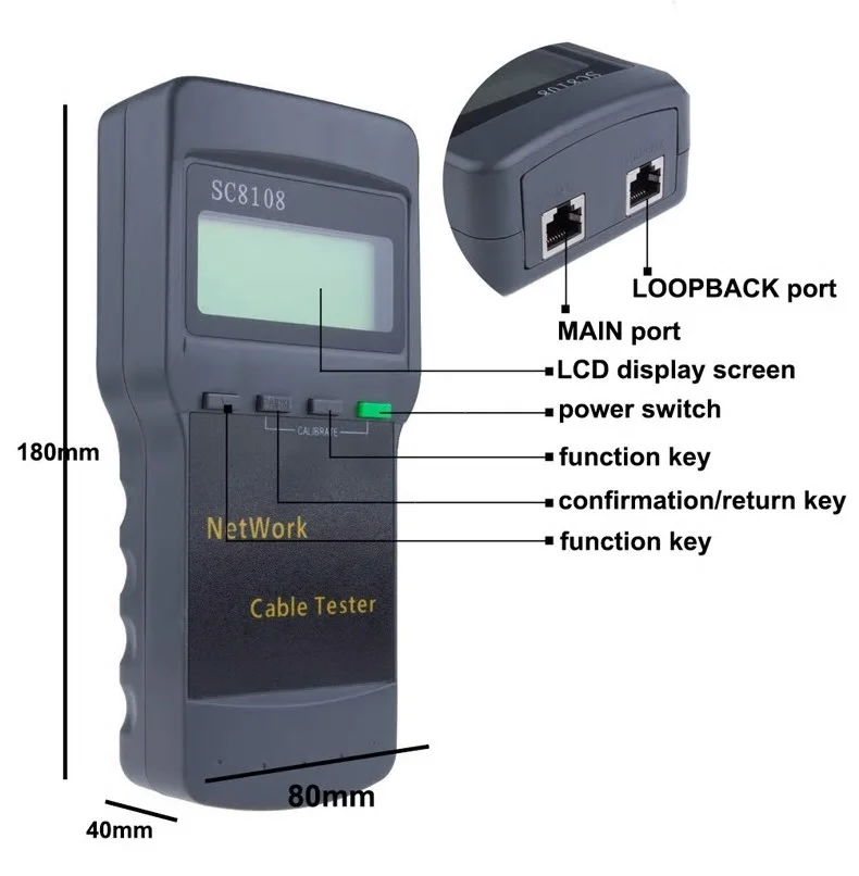 

Fedex Free Delivery SC8108 Portable LCD Wireless Network Tester Meter&LAN Phone Cable Tester & Meter With LCD Display RJ45