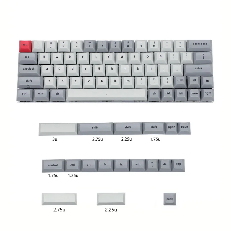 YMDK DSA профиль 61 64 68 Minila Dye Subimation Keyset толстые PBT Keycap Набор для Cherry MX GH60 XD64 GK64 Tada68 Minila DZ60 SP64 - Цвет: Gray Red