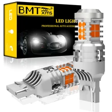 BMTxms 2 uds T20 W21W 7440 7440NA luz LED de intermitente bombillas Canbus No Hyper Flash libre de Error ámbar amarillo nuevo Super brillante