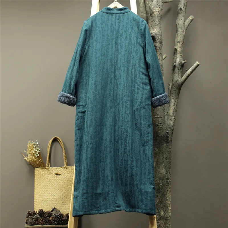 Johnature, женское платье с цветочной вышивкой, китайский стиль, Cheongsam, зима, новинка, стоячий длинный рукав, хлопок, лен, халаты, женское платье