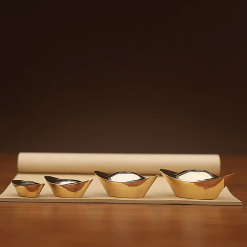 Gold Bronze ingot Ornaments, Home Decorations, Office Crafts Props, Solid Size