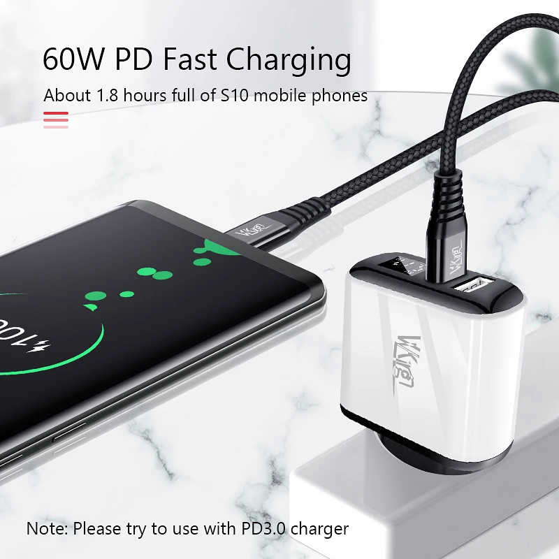 Зарядный кабель VVKing PD типа C 1 2 м быстрая зарядка для Samsung Huawei Xiaomi MacBook PD3.0 Type
