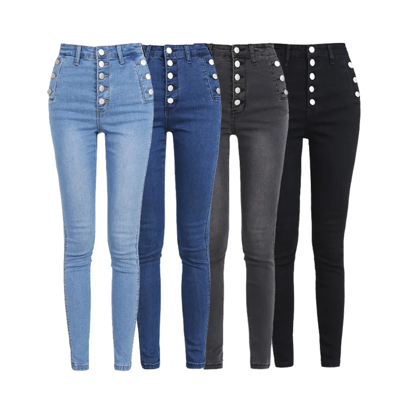 Slim Jeans For Women Skinny High Waist Blue Stretch Pencil Pants Woman Ankle-Length gray Denim Feminina 2019 |