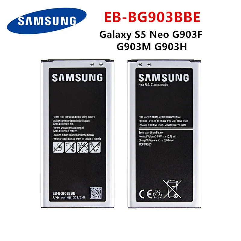 Оригинальный аккумулятор SAMSUNG 2800 мАч для Samsung Galaxy S5 Neo G903F G903W G903M G903H Сменные