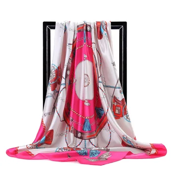 

2020Luxury Brand 90cm Large Square Fashion Scarf Women New Style Printed chiffon hijab scarves cape winter silk infinity poncho