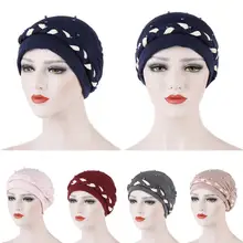 Женская мусульманская шапка-тюрбан с бусинами и оплеткой на голову, кепка chemo, шапка бини, исламский головной убор, шляпа от выпадения волос, Арабская индийская шапка, Новинка