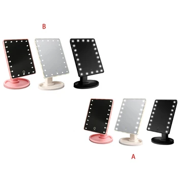

16/22 LEDs Touchscreen Dimming LED Makeup Mirror 360Â° Rotation Cosmetic Mirror