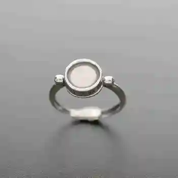 

7-10MM vintage style rotating round cabochon bezel antiqued solid 925 sterling silver adjustable ring settings 1213049