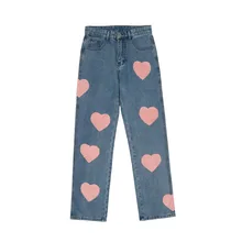 Kpop pantalones vaqueros con bordado Vintage para hombre y mujer, Jeans rectos estilo Hip Hop, informales, lavados, estilo coreano, nueva moda, 2021