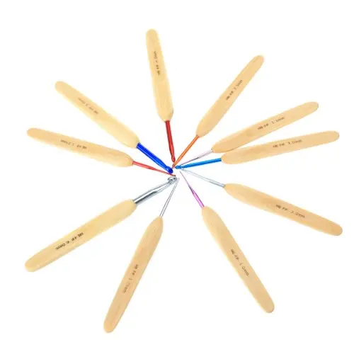 10 размеров бамбуковые ручки глинозема голова крючком Крючки Иглы 1-6 мм