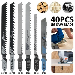 40 peças universal jig saw blade conjunto de madeira metal lâminas sortidas para trabalhar madeira t118g/t101ao/t101br/t101b/t111c/t144d jigsaw blade