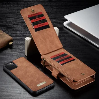 

For iPhone 11 Pro Max Wallet case Luxury zipper flip leather cover For iPhone 6 7 8 Plus 5 SE XS Max XR X XS Magnet Phone Cases