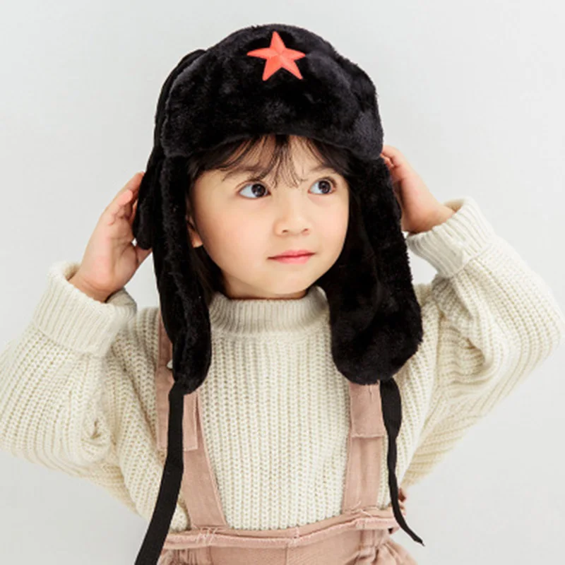 Зимняя шапка бомбер для детей пентаграмма Lei Feng зимняя Авиатор открытый