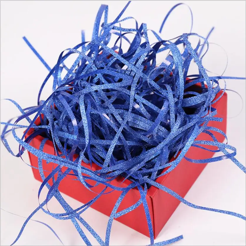 royal blue 100 г Блестящий цветной Raffia наполнитель бумаги Филлер для подарочной упаковки Свадебная коробка наполнение Конфетти День рождения подарок упаковка украшения DIY - Цвет: royal blue