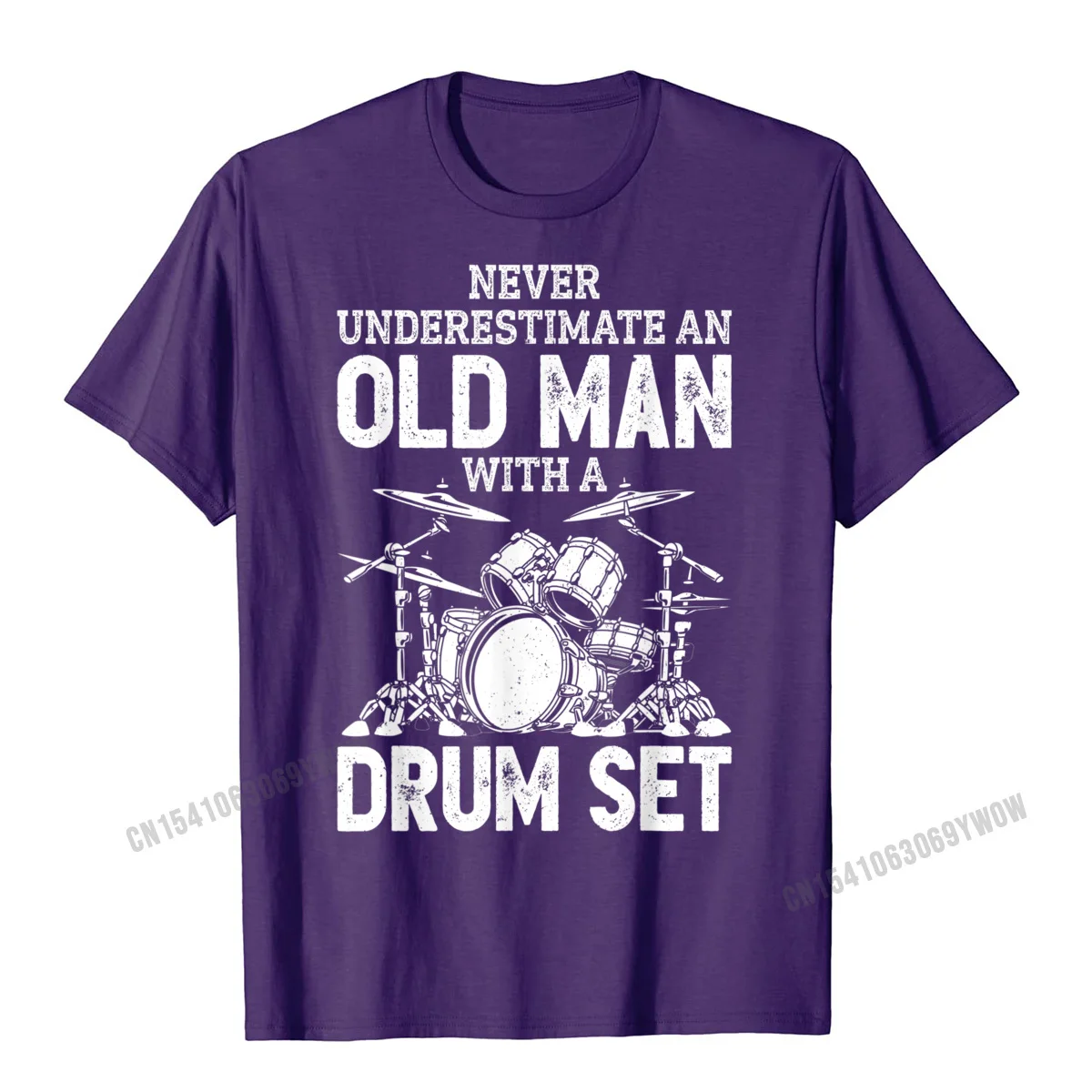 New Design Casual Normal Top T-shirts Crewneck Pure Cotton Mens T Shirt Short Sleeve Summer Fall Normal Sweatshirts Drummer Never Underestimate An Old Man With A Drum Set Funny T-Shirt__88 purple
