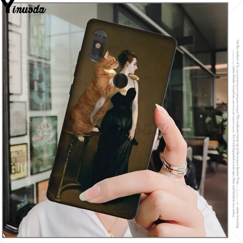 Yinuoda Забавный чехол для телефона Leonardo da Vinci Mona Lisa Pat Cat Art Black для Xiao mi Red mi 5 5Plus 7 K20 Note5 6A mi 6 mi x2 mi x2S - Цвет: A10