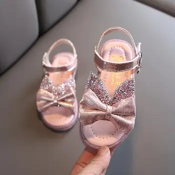 

2020 New Summer Sandals Fashion Sweet Cute Bow Sandals Toddler Baby Girl Princess Shoes Children Soft Bottom Crystal Little Girl