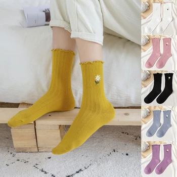 

ashion Lace Ruffles Soft Cotton Women Socks Top Quality Embroidery Flower Cute Socks Sweet Princess Girl Cozy Frilled Socks