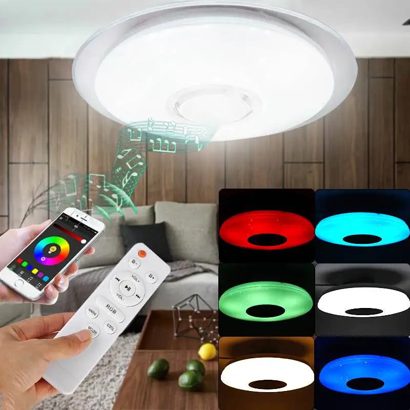 Современный 48 Вт 108 светодиодный потолочный светильник RGB с регулируемой яркостью приложение дистанционное управление Bluetooth h музыка потолочный светильник Гостиная/спальня AC220V