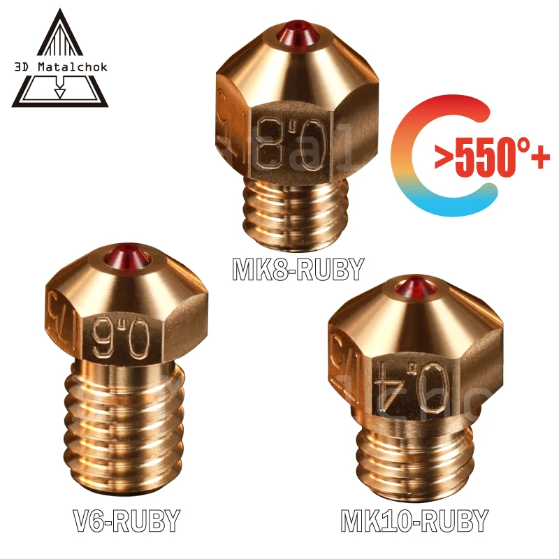 3D Matalchok высококачественный принтер V6/Mk10/Mk8 Рубиновая насадка для E3d V6 Micro Swiss Cr10 Mk8