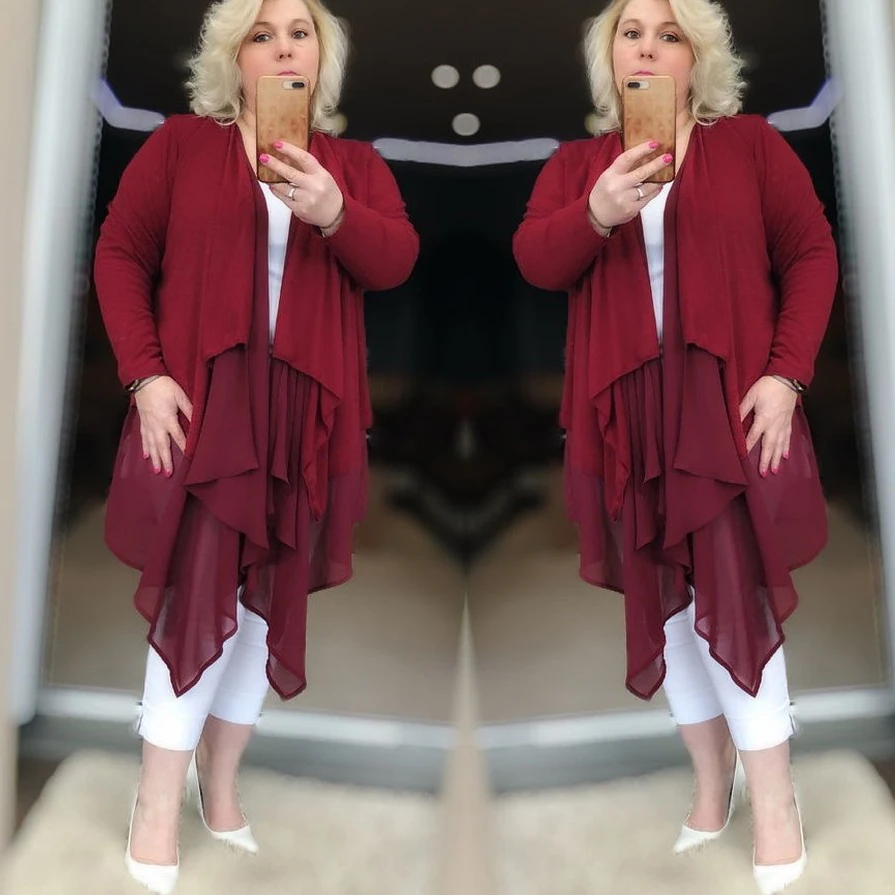 6XL размера плюс блузка женская рубашка с рюшами Осенняя Асимметричная передняя кромка Однотонные блузки на каждый день цветные женские топы Blusas ropa mujer 30