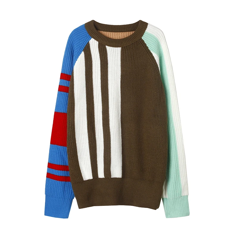 Бренд Tide, сшитый свитер, женский жакет, женский,, цветной свитер с круглым вырезом, женский свободный свитер для улицы