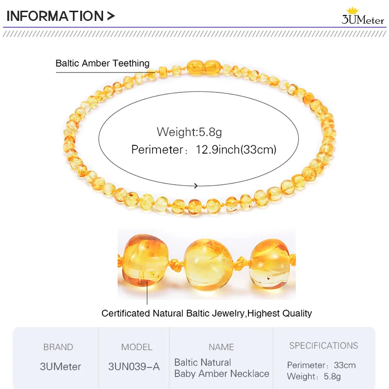 Балтийские Янтаря Прорезывание Зубов Цепочки и ожерелья для младенцев(унисекс) слюни/прорезывания зубов боли в спине для маленьких сертифицированные, подлинные янтаря браслет