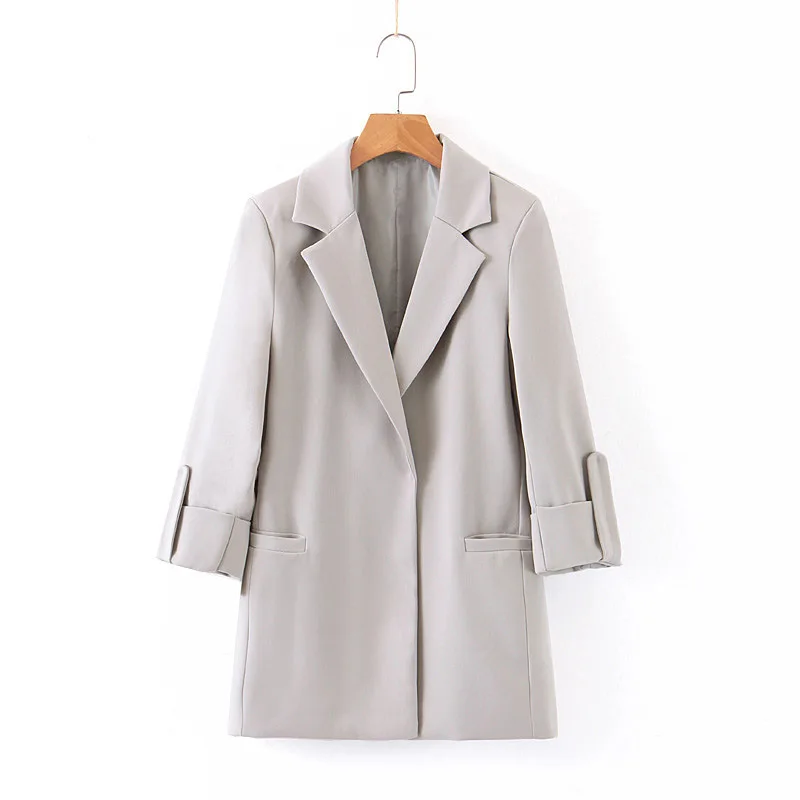 

55xl-2256 Europe And America WOMEN'S Dress 19 Spring And Autumn New Style Fashion Elegant-Style Solid Color juan bian xiu Suit J