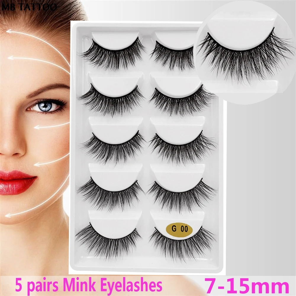 

Queen 5 Pairs mink eyelashes make up natural long 3d mink lashes hand made lashes plastic cotton stalk makeup false eyelashes