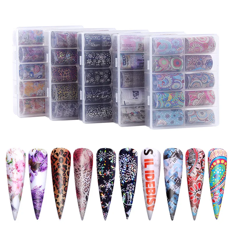 

1 Box 4x120 Nail Star Transfer Paper 10 Grid Set Laser Christmas Snowflake Stickers White 3D Nail Decoration Transfer Paper