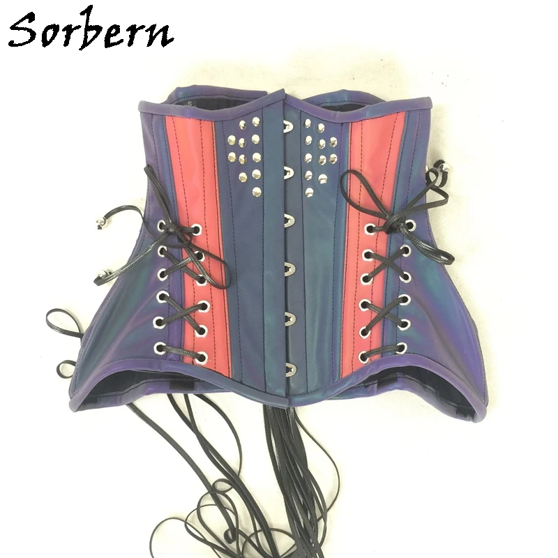 Sorbern Customized Corset Women Reflective Studs Punk Styles Lace Up Slim Fit Women Sm Crosets Steel Bonings Underbust