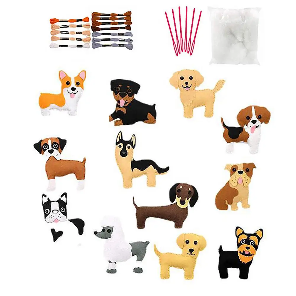 Sew Mini Dog Craft Kit For Kids  12 Pcs Felt Sewing Kit For Kids 4-6  With Instructions And Sewing Supplies  Fun DIY Craft Set F pumpkin needle pin cushion holder wrist pincushion diy craft sewing diy supplies