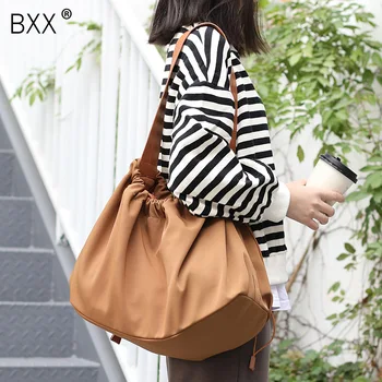 

[BXX] Women Drawstring Oxford Bag Ladies Casual Shoulder Shopping Bags For Female 2020 Spring Messenger Fashion Handbag HK633