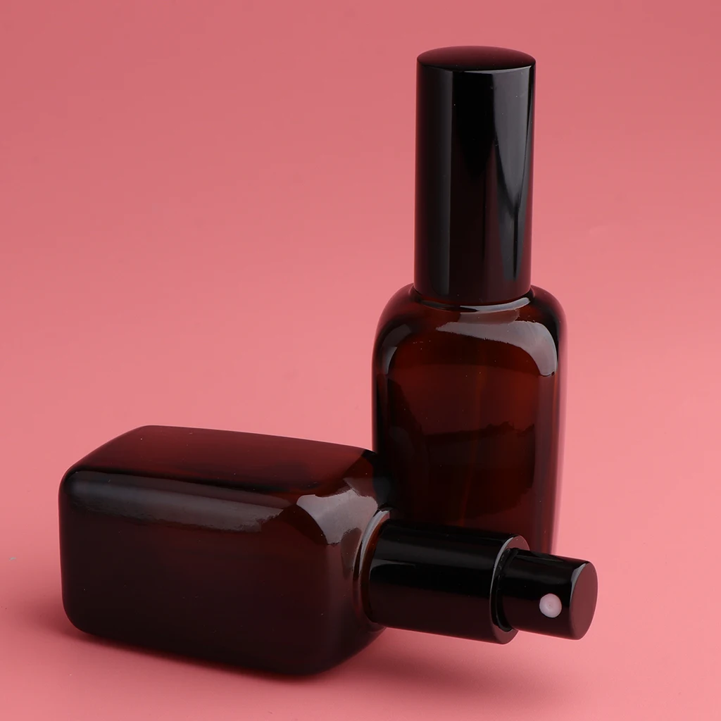 4x Empty Glass Cosmetics Bottles Pump Spray Bottles Fine Mist Sprayer Containers for Travel Refillable, 50ml and 100ml