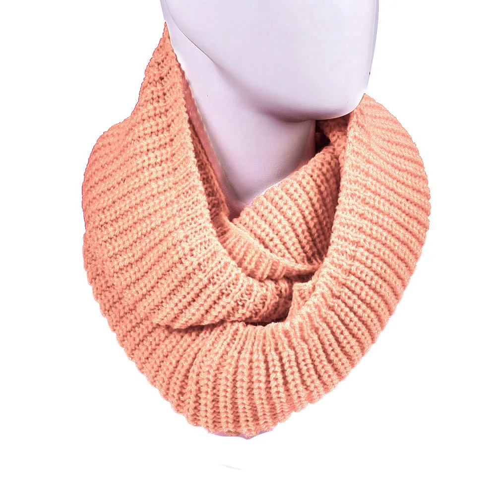 Women's Winter Warm Brushed Knit Neck Wraps Scarf For Ladies Winter Warm Infinity 2 Circle Cable Knit Cowl Neck Long Scarf#40