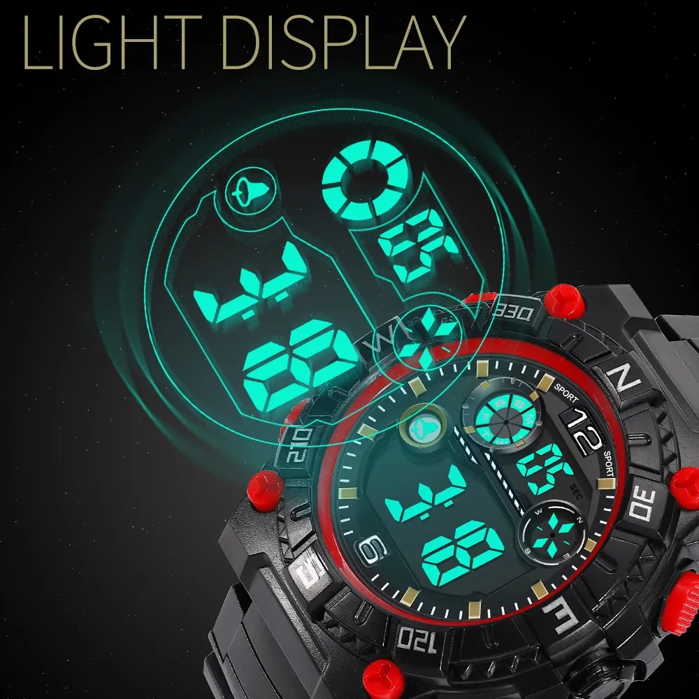 

Fashion High-End Multi-Function Buckle Clasp Men Watch Men 30M Sports Waterproof Electronic Watches reloj deportivo hombre FJSL