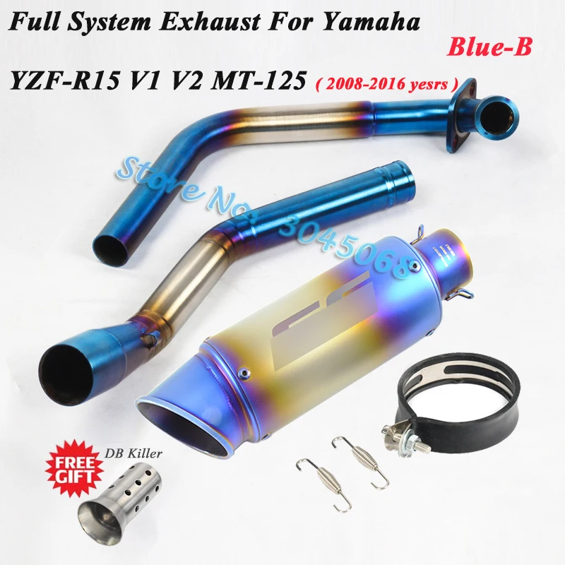 Полная система мотоцикла GP выхлопной Escape для Yamaha YZF R15 V2 MT-15 MT-125 Модифицированная Передняя труба глушителя дБ глушитель